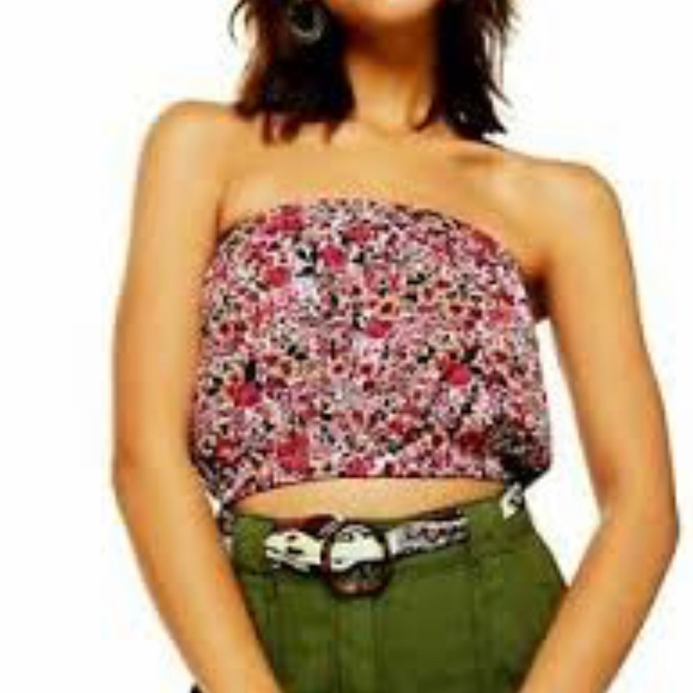 TopShop size 4 womens bandeau strapless top floral
